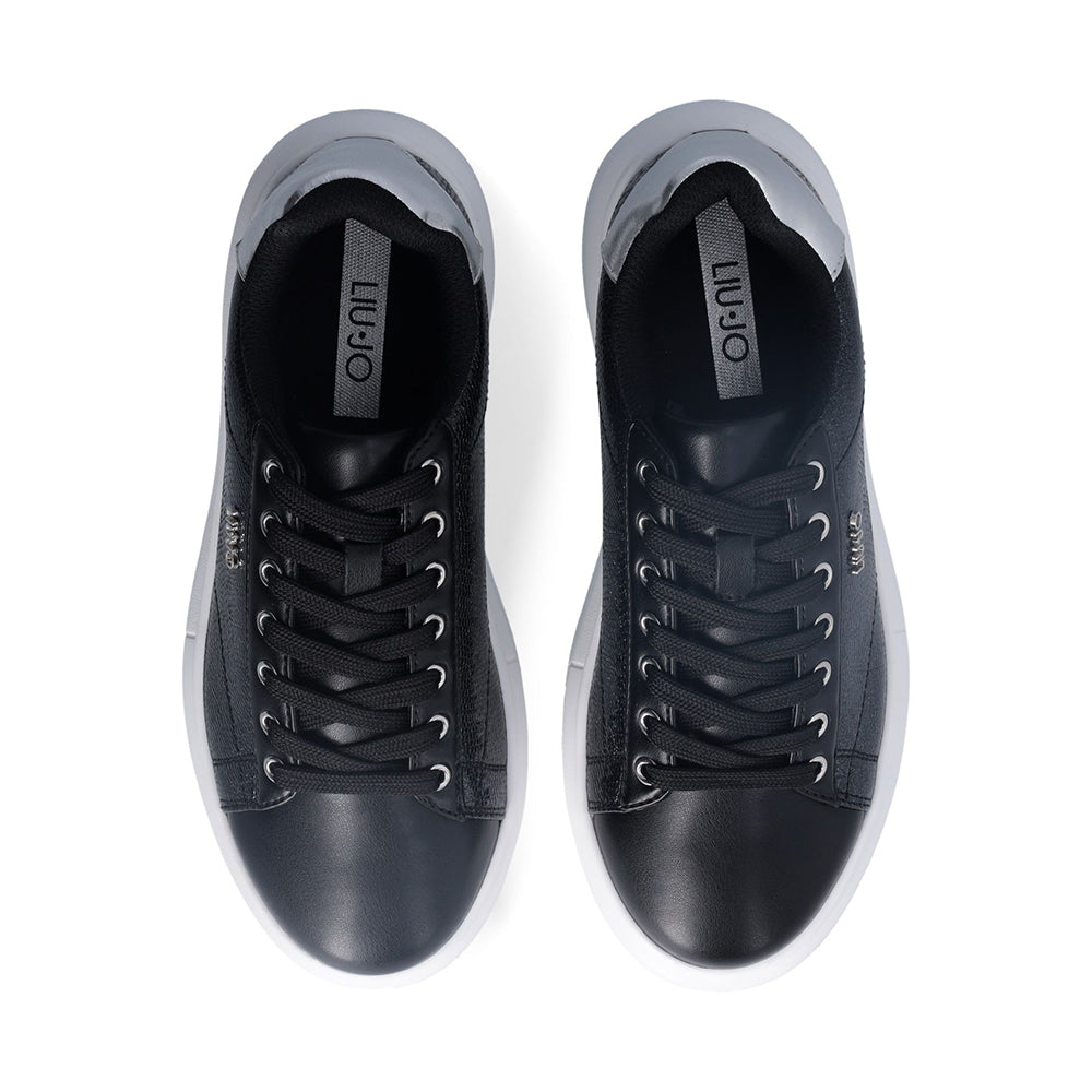 Sneakers Platform LIU JO Babol 01 Laminate Effetto Lizard Black Silver