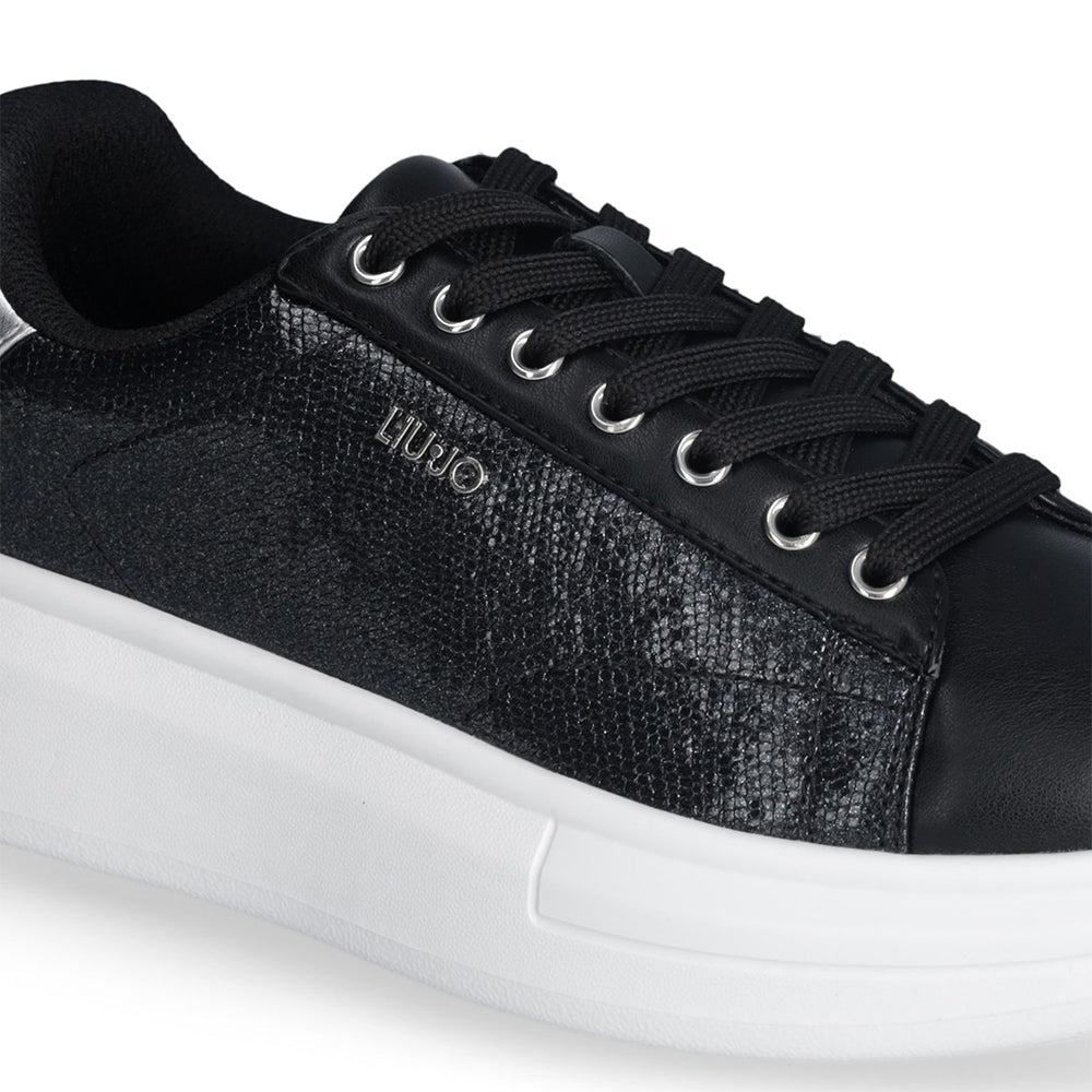 Sneakers Platform LIU JO Babol 01 Laminate Effetto Lizard Black Silver