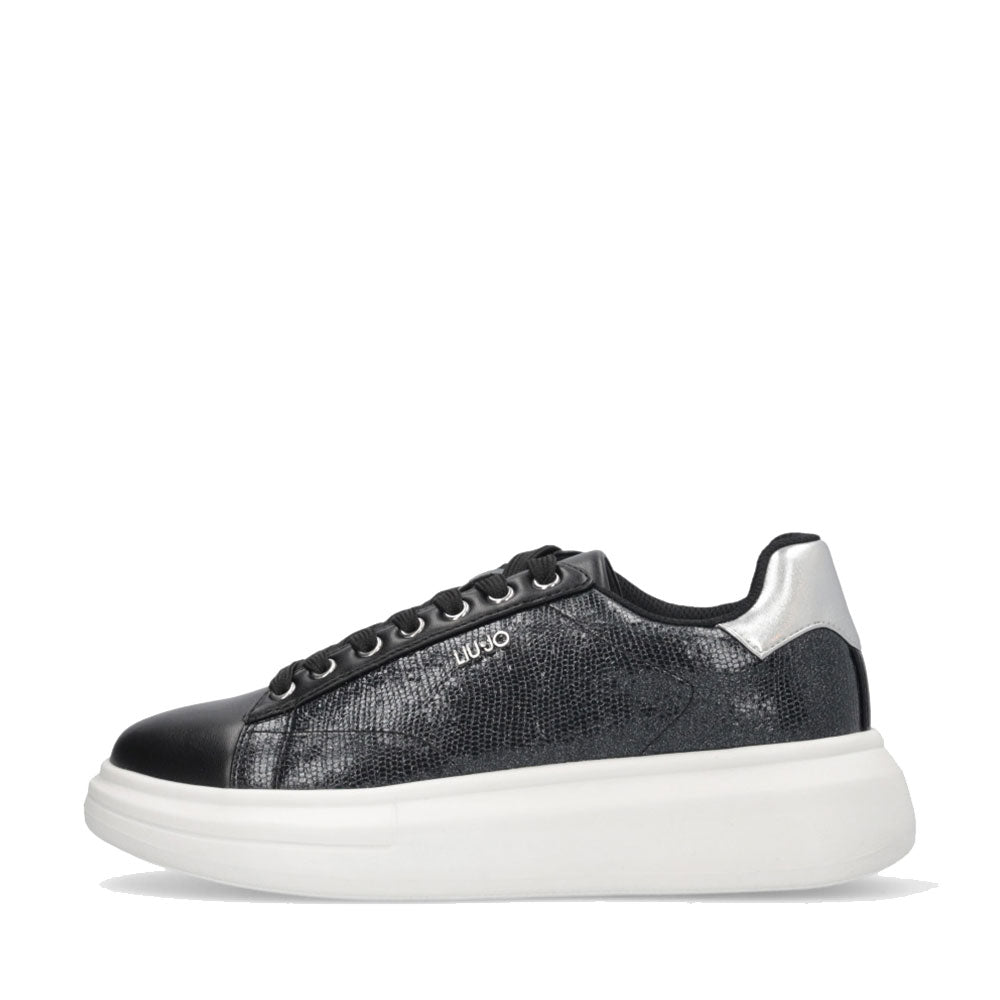 Sneakers Platform LIU JO Babol 01 Laminate Effetto Lizard Black Silver