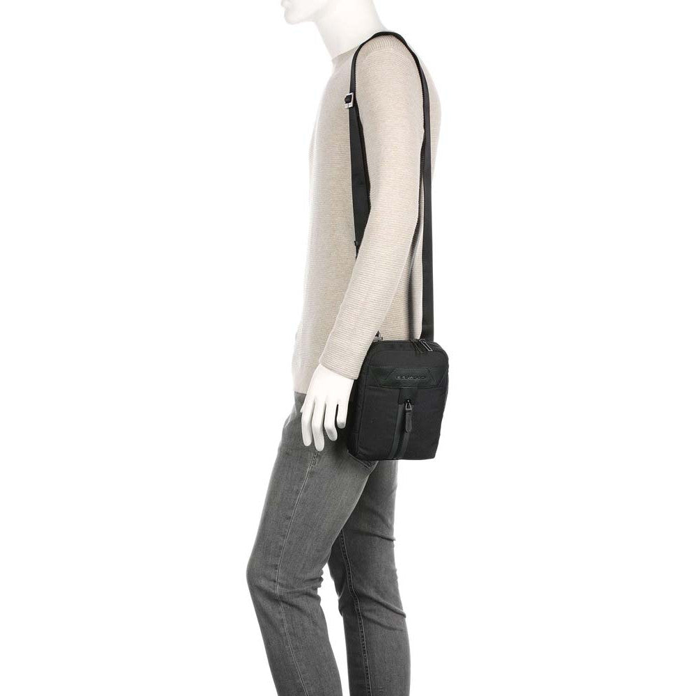 PIQUADRO Herrentasche aus Stoff und Leder, Schwarz, Trakai Line - CA3084W109