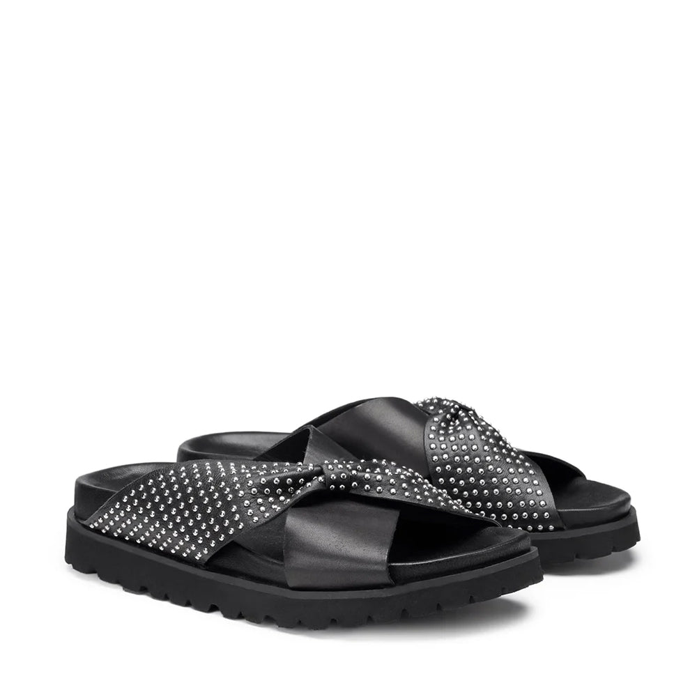 Ciabatte Donna CULT Lizzo 4464 in Pelle Nera con Borchie