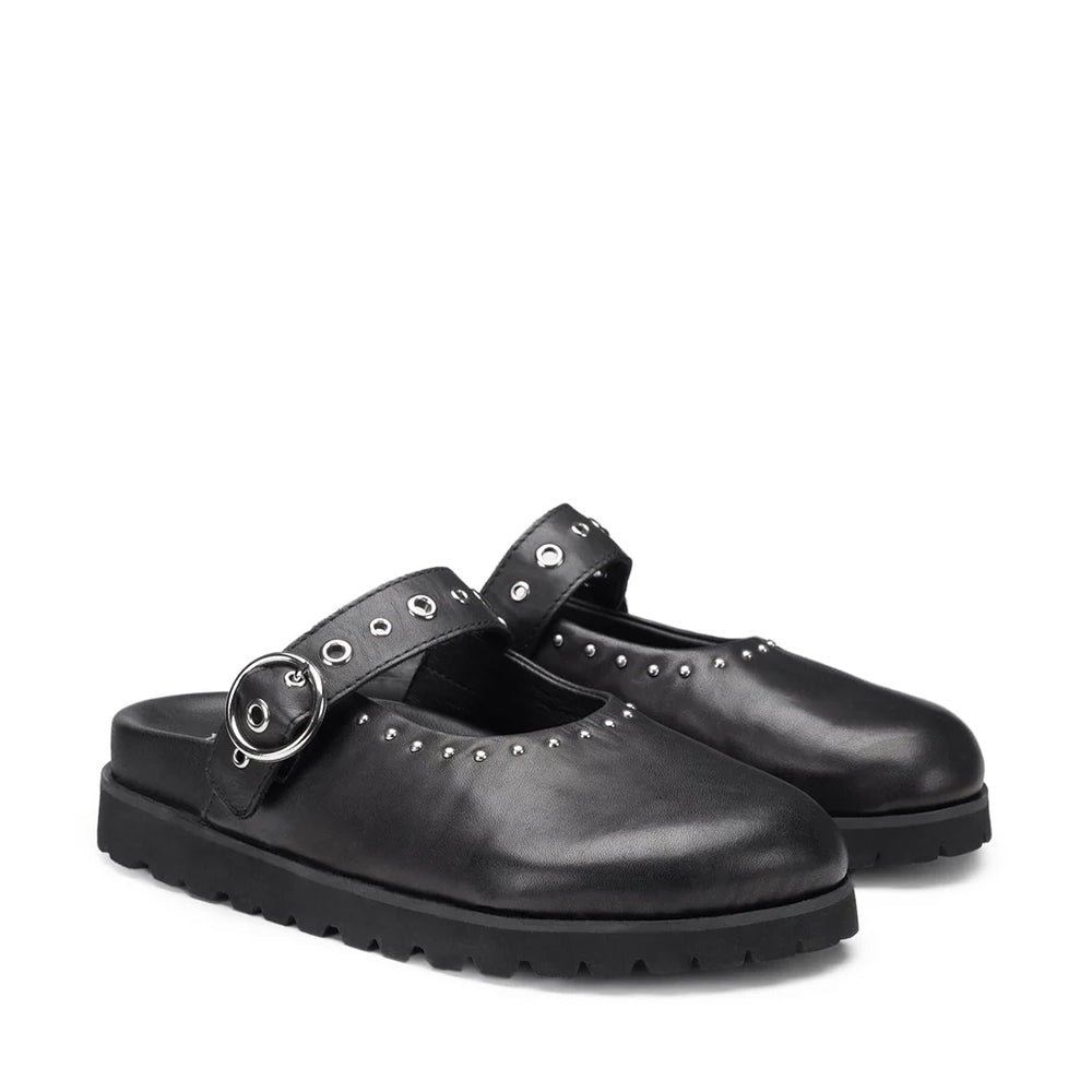 CULT Lizzo 4467 Damensandalen aus schwarzem Leder mit Nieten