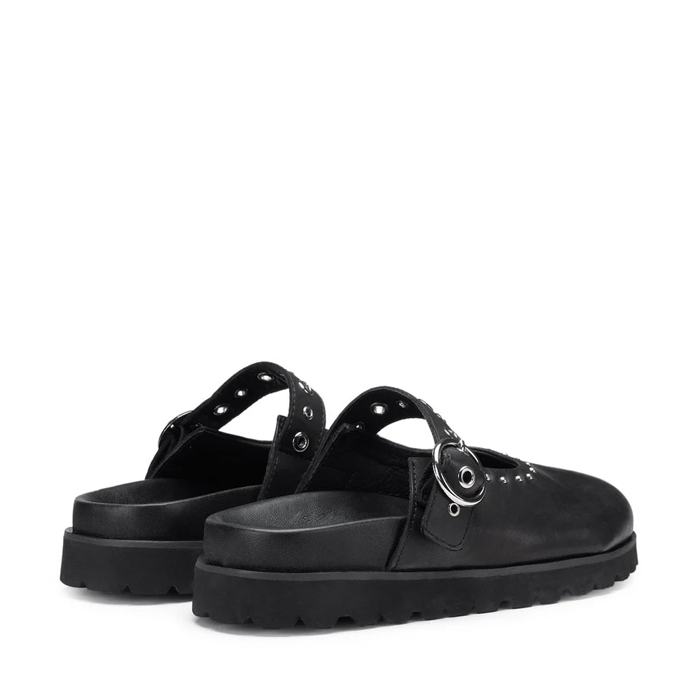 CULT Lizzo 4467 Damensandalen aus schwarzem Leder mit Nieten