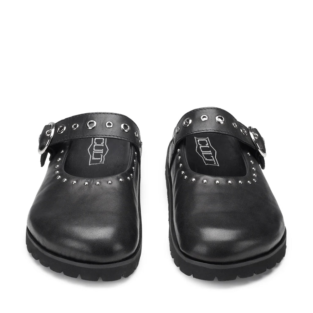 CULT Lizzo 4467 Damensandalen aus schwarzem Leder mit Nieten