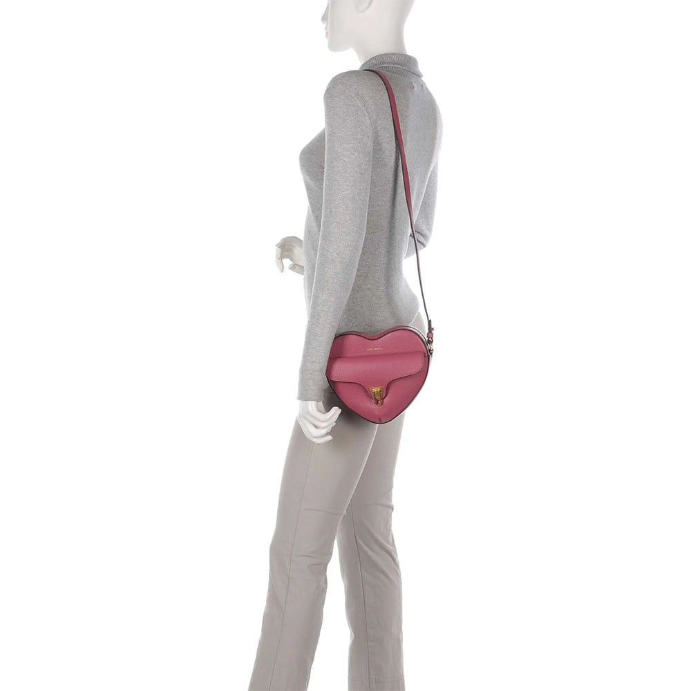Borsa Donna a Tracolla Mini COCCINELLE linea Beat Soft in Pelle Rosewood a Forma di Cuore