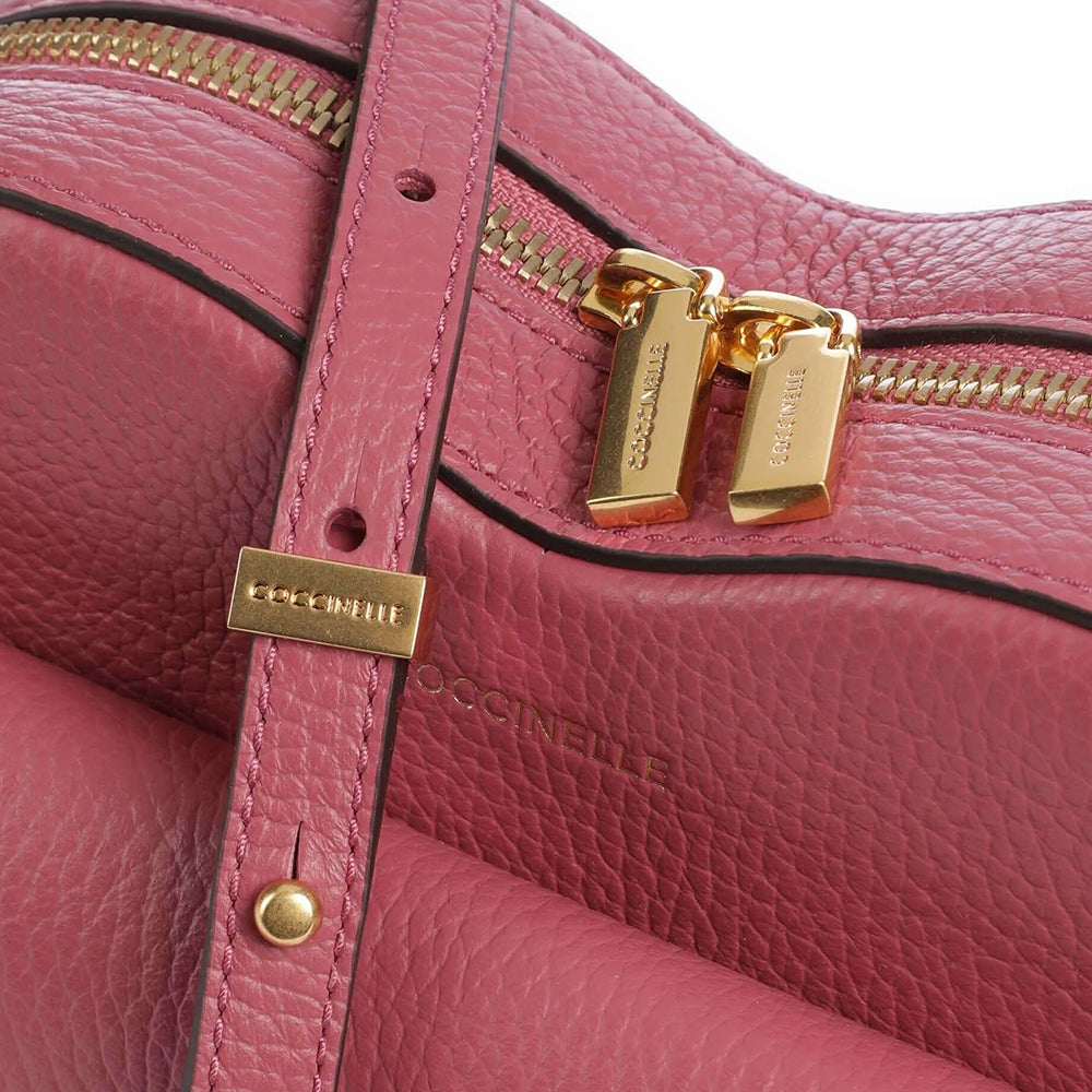 Borsa Donna a Tracolla Mini COCCINELLE linea Beat Soft in Pelle Rosewood a Forma di Cuore