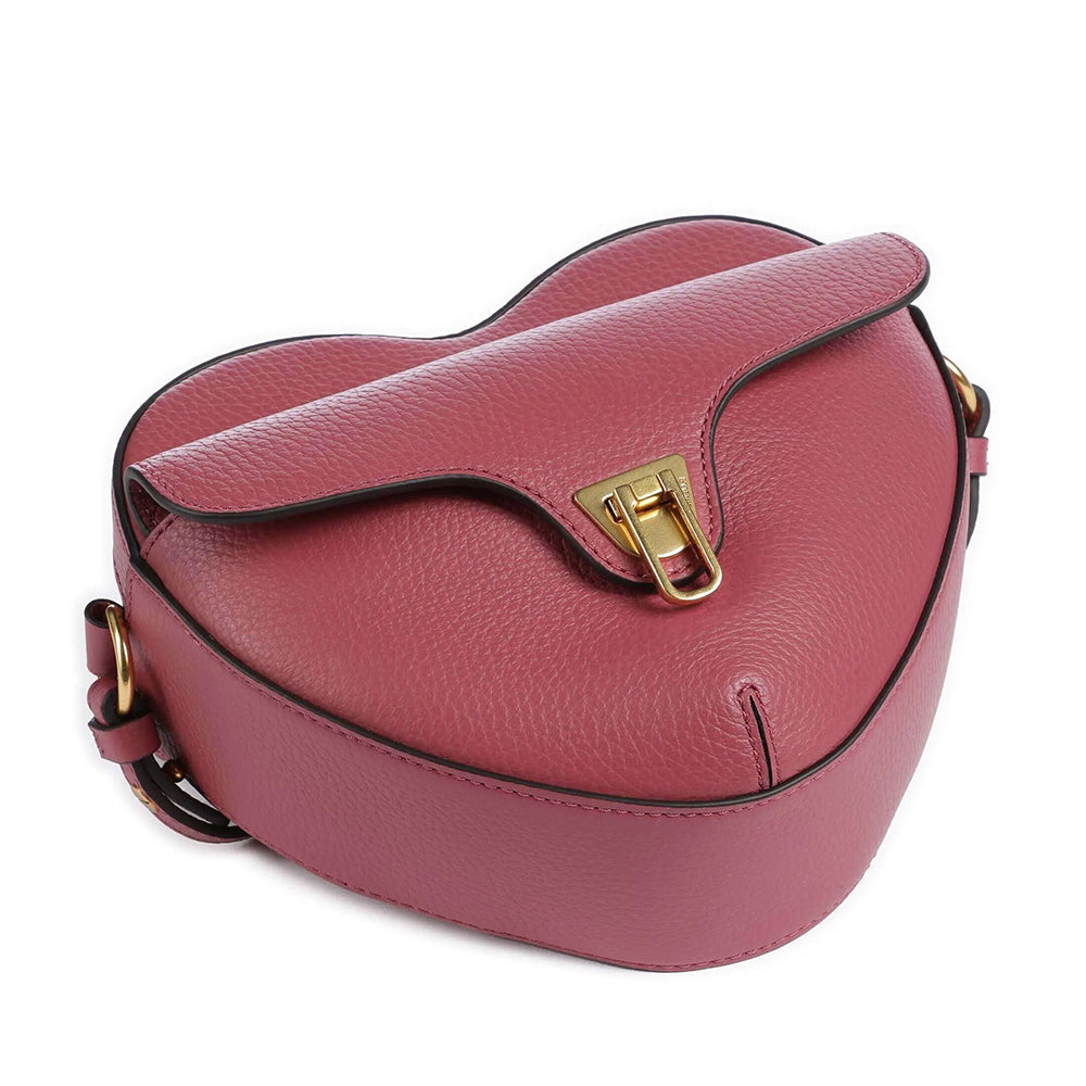 Borsa Donna a Tracolla Mini COCCINELLE linea Beat Soft in Pelle Rosewood a Forma di Cuore