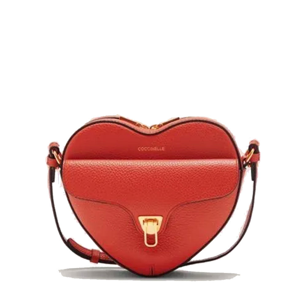 Borsa Donna a Tracolla Mini COCCINELLE linea Beat Soft in Pelle Grenadine Red a Forma di Cuore