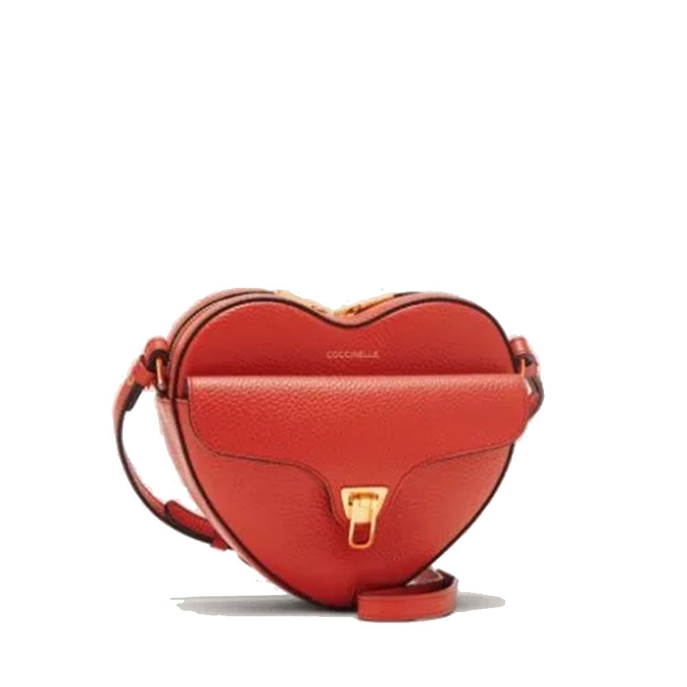Borsa Donna a Tracolla Mini COCCINELLE linea Beat Soft in Pelle Grenadine Red a Forma di Cuore