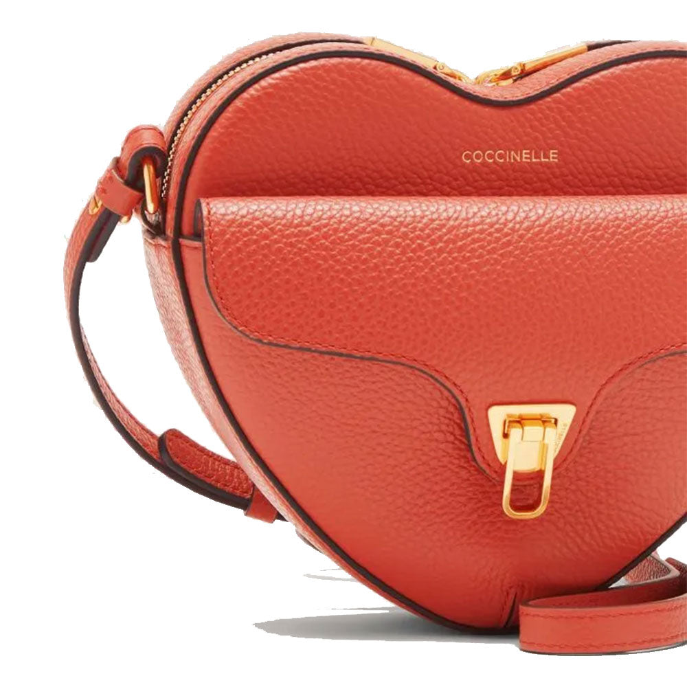 Borsa Donna a Tracolla Mini COCCINELLE linea Beat Soft in Pelle Grenadine Red a Forma di Cuore