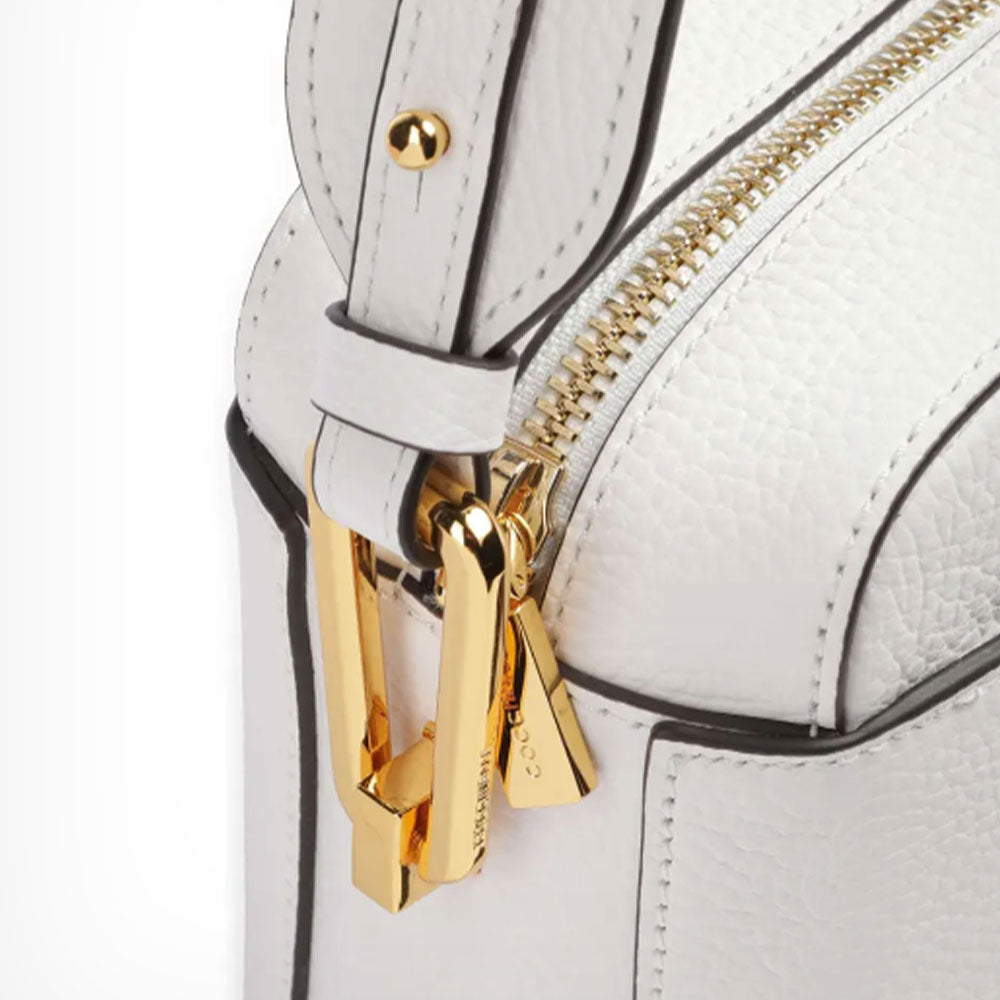 Borsa Donna a Tracolla chiusa con Zip COCCINELLE in Pelle Linea Liya Signature colore Brillant White