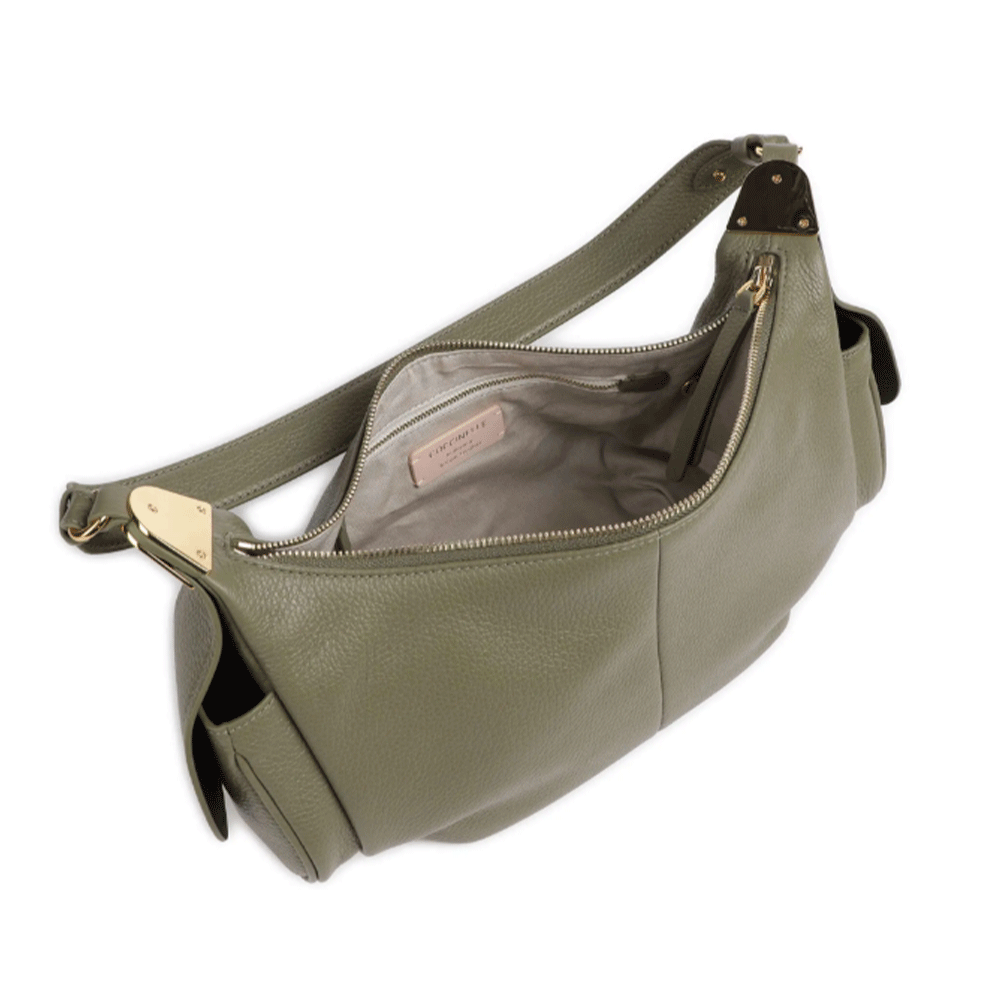 Borsa Donna a Spalla COCCINELLE in Pelle Colore Laurel Green linea Campus Large
