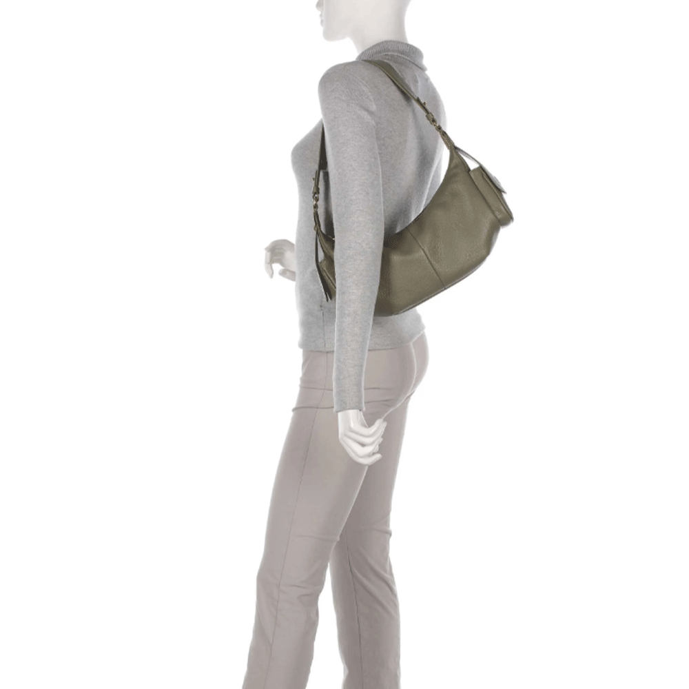 Borsa Donna a Spalla COCCINELLE in Pelle Colore Laurel Green linea Campus Large