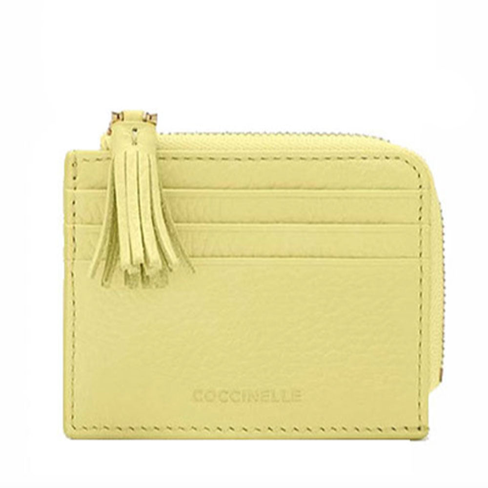 Portacarte Donna COCCINELLE in Pelle Colore Lime Wah Linea Tassel