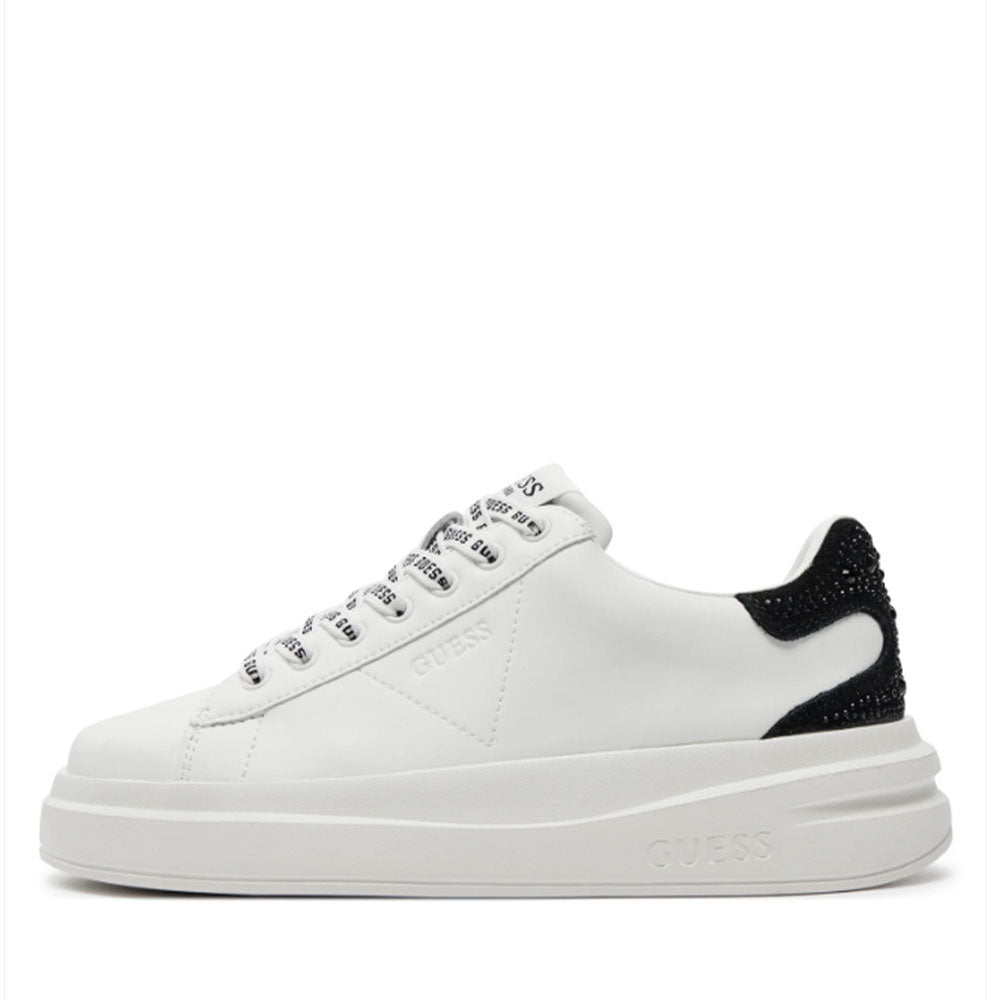 Sneakers Donna GUESS in Pelle Colore White Black Linea Elbina FTEL Cuoieriashop