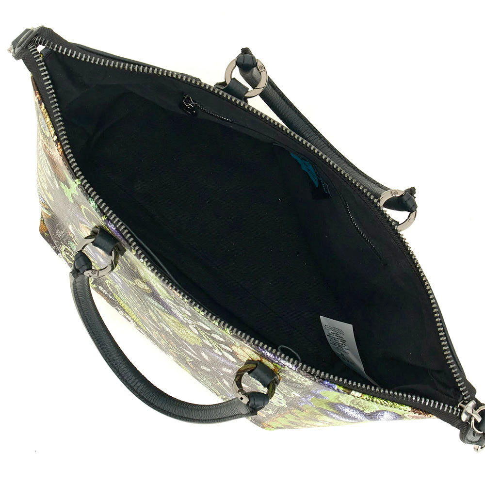 Borsa Donna a Mano con Tracolla GABS G3 PLUS Medium in Pelle stampa Ricamo Fiore Verde
