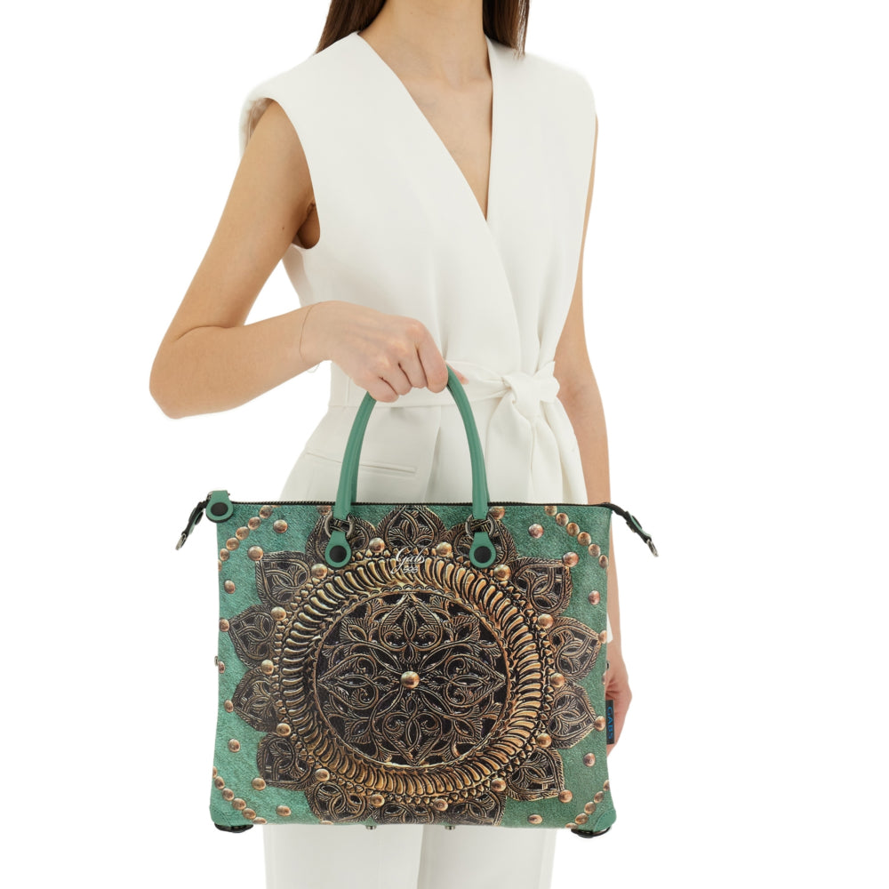 Borsa Donna a Mano con Tracolla GABS G3 PLUS Medium in Pelle stampa Rosone