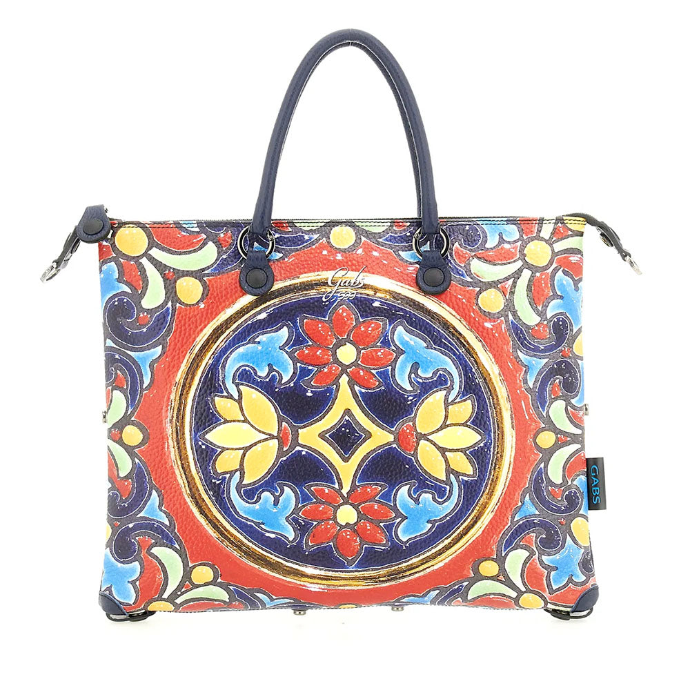 Borsa Donna a Mano con Tracolla GABS G3 PLUS Medium in Pelle stampa Maioliche