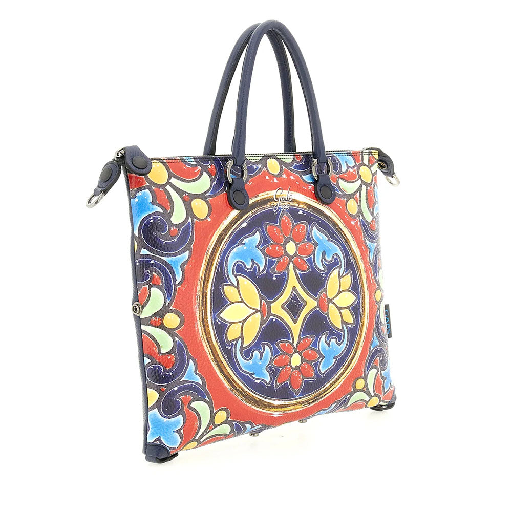 Borsa Donna a Mano con Tracolla GABS G3 PLUS Medium in Pelle stampa Maioliche