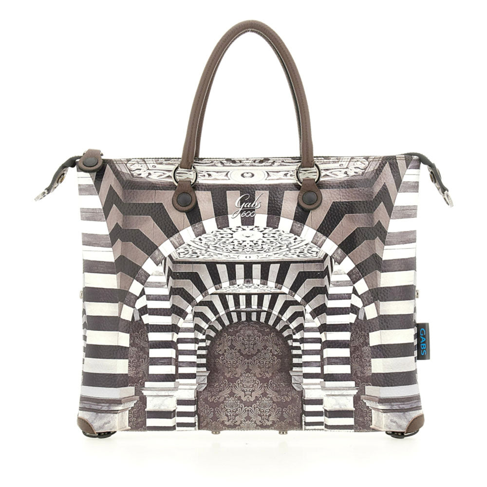Borsa Donna a Mano con Tracolla GABS G3 PLUS Medium in Pelle stampa Portone B/N