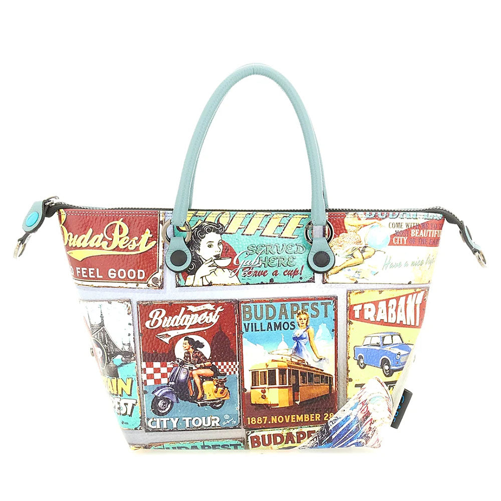 Borsa Donna a Mano con Tracolla GABS G3 PLUS Medium in Pelle stampa Budapest