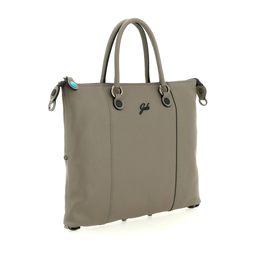 Borsa Donna a Mano con Tracolla GABS G3 PLUS Medium in Pelle Martellata color Zinco