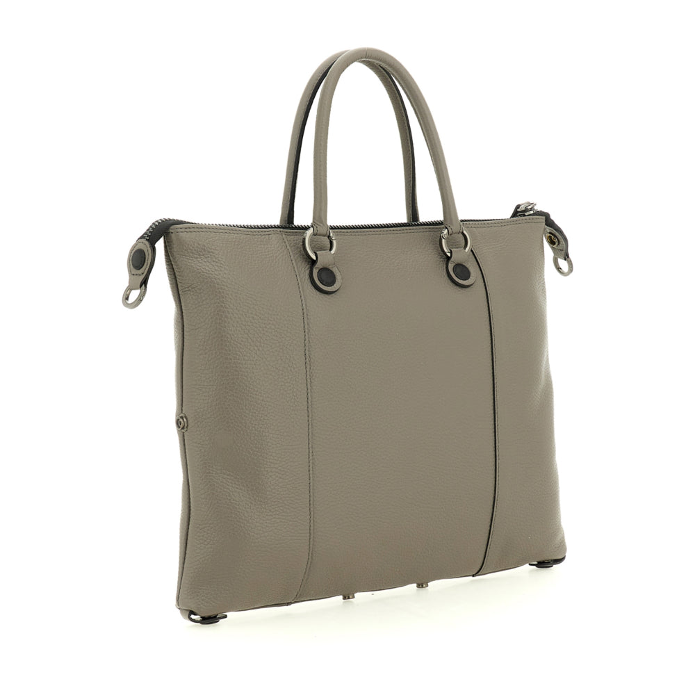 Borsa Donna a Mano con Tracolla GABS G3 PLUS Medium in Pelle Martellata color Zinco