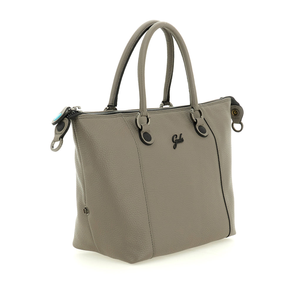Borsa Donna a Mano con Tracolla GABS G3 PLUS Medium in Pelle Martellata color Zinco