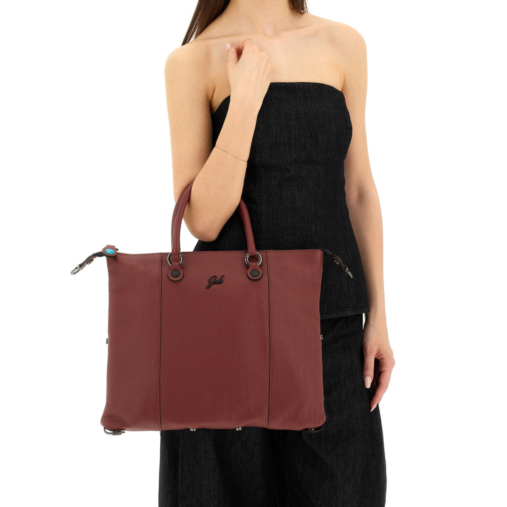 Borsa Donna a Mano con Tracolla GABS G3 PLUS Medium in Pelle Martellata color Terracotta