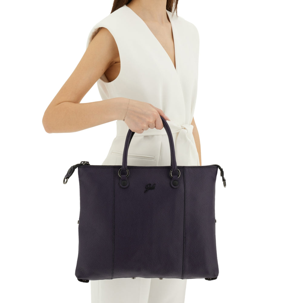 Borsa Donna a Mano con Tracolla GABS G3 PLUS Medium in Pelle Martellata Purple Blue