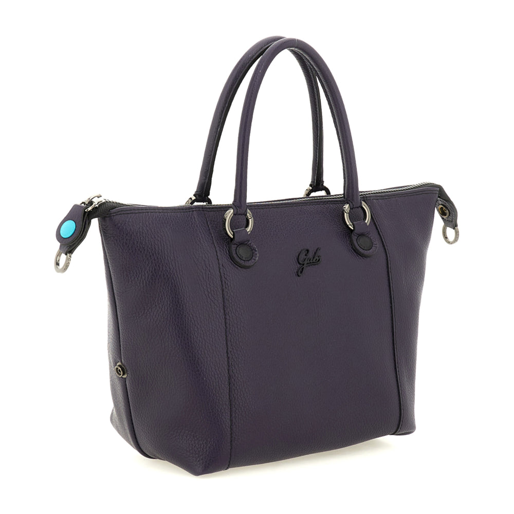 Borsa Donna a Mano con Tracolla GABS G3 PLUS Medium in Pelle Martellata Purple Blue