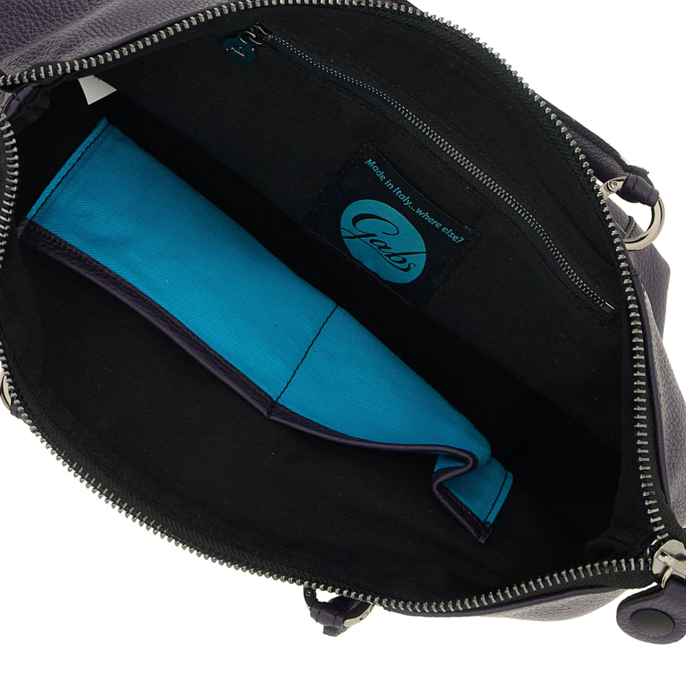Borsa Donna a Mano con Tracolla GABS G3 PLUS Medium in Pelle Martellata Purple Blue
