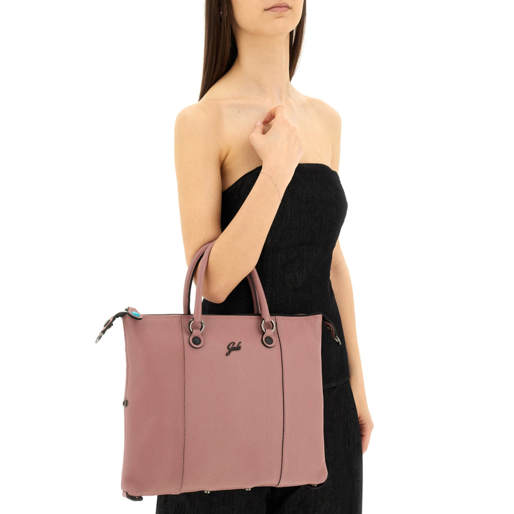 Borsa Donna a Mano con Tracolla GABS G3 PLUS Medium in Pelle Martellata color Magnolia