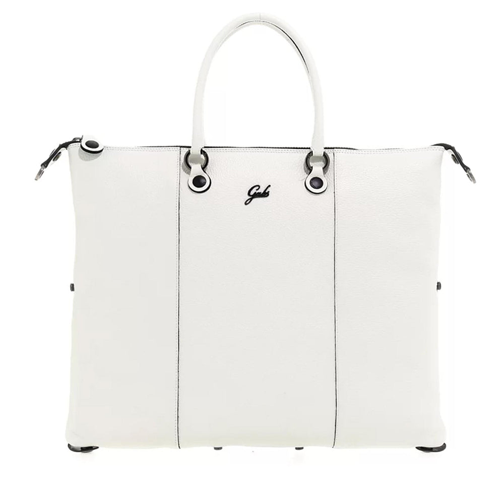 Borsa Donna a Mano con Tracolla GABS G3 PLUS in Pelle Martellata Bianco Ottico Large