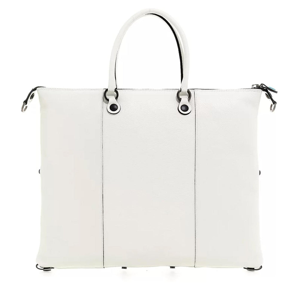 Borsa Donna a Mano con Tracolla GABS G3 PLUS in Pelle Martellata Bianco Ottico Large
