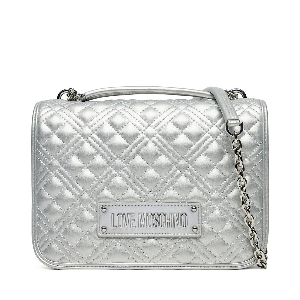 Borsa Donna a Spalla e Tracolla LOVE MOSCHINO linea Quilted Metallic Silver