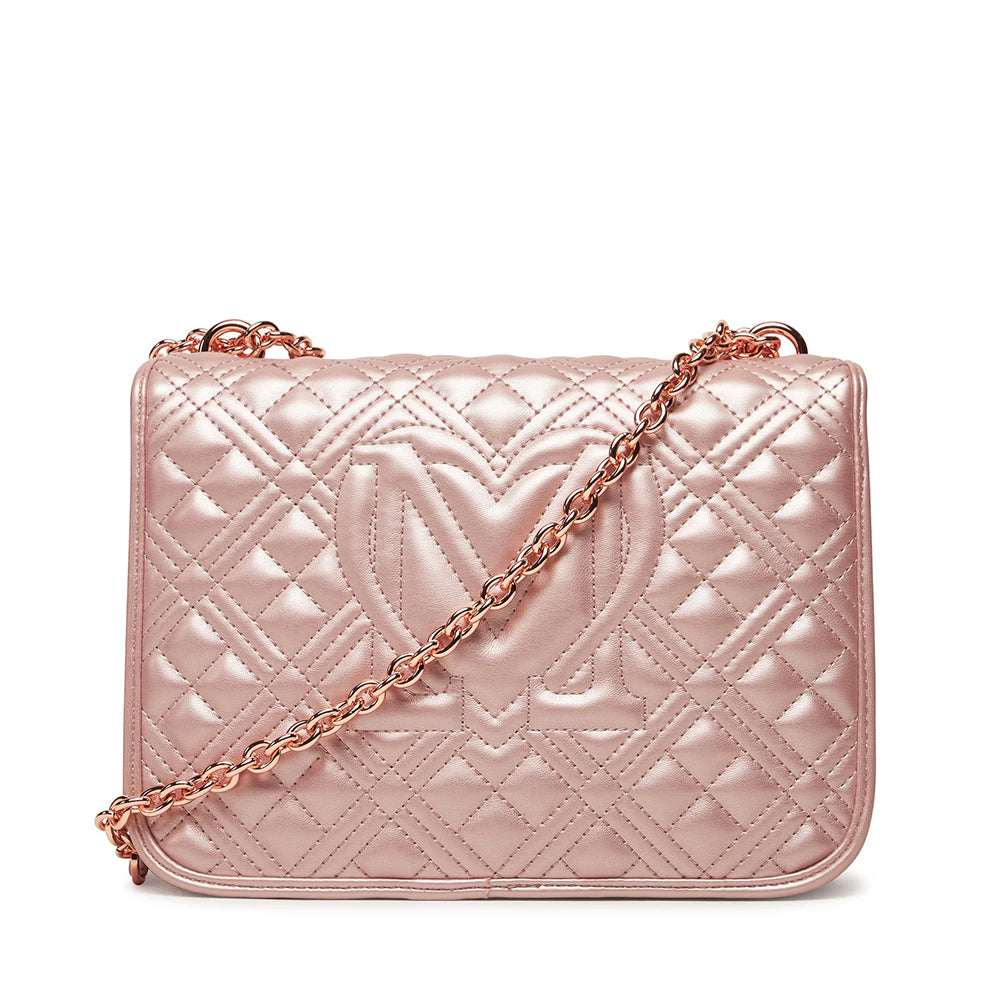 Borsa Donna a Spalla e Tracolla LOVE MOSCHINO linea Quilted Metallic Cipria
