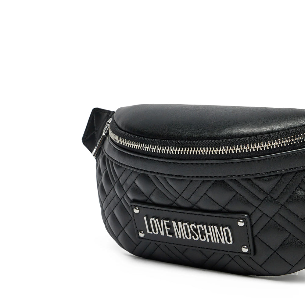 Marsupio Trapuntato LOVE MOSCHINO linea Lettering Logo Nero e Nikel