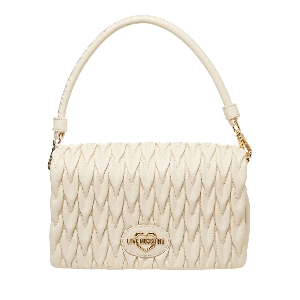 Borsa Donna a Spalla con Tracolla LOVE MOSCHINO Trapuntata Avorio