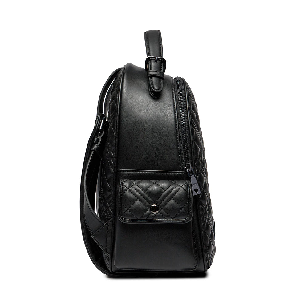 Zaino Donna Trapuntato con Tasche LOVE MOSCHINO linea Love Lettering colore Nero con Logo Canna di Fucile