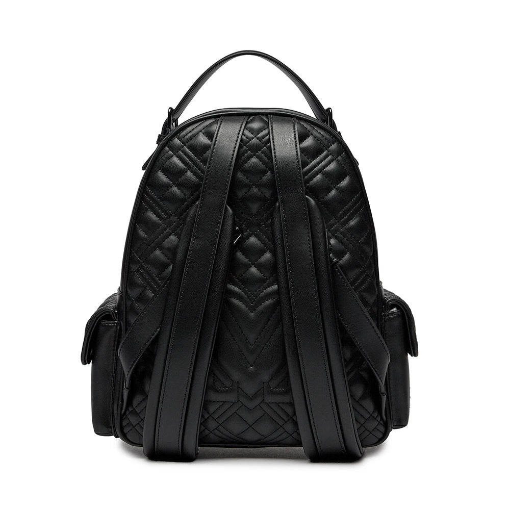 Zaino Donna Trapuntato con Tasche LOVE MOSCHINO linea Love Lettering colore Nero con Logo Canna di Fucile