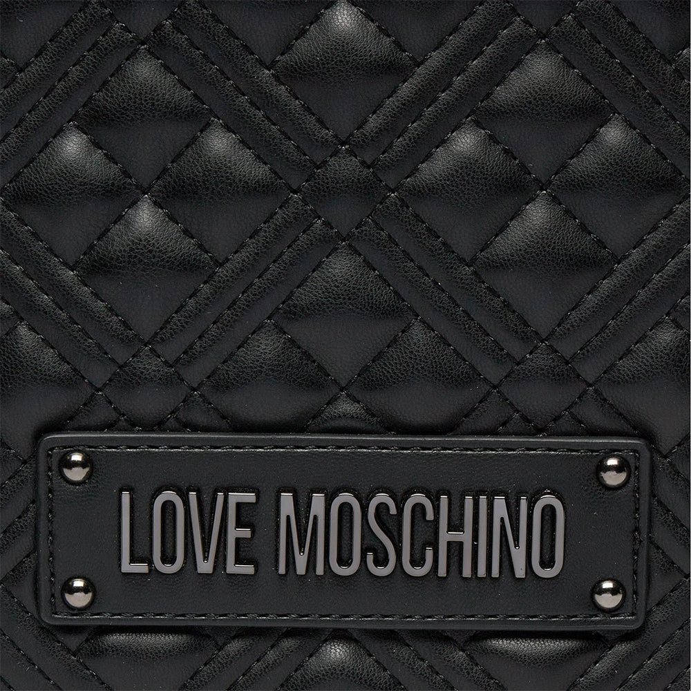 Zaino Donna Trapuntato con Tasche LOVE MOSCHINO linea Love Lettering colore Nero con Logo Canna di Fucile