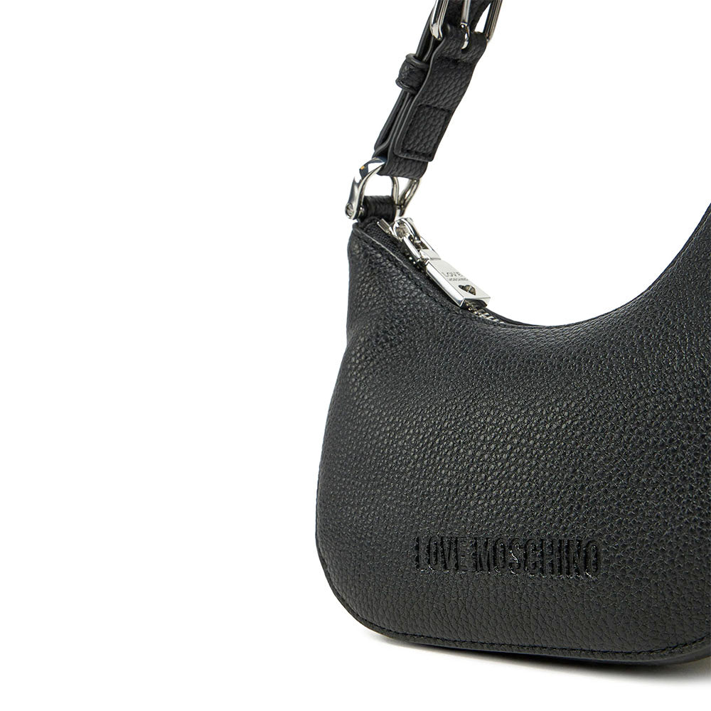 Hobo Bag Mini LOVE MOSCHINO linea Giant Logo colore Nero e Nikel