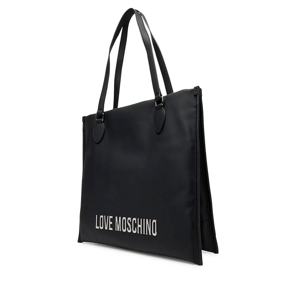 Shopping Bag Verticale LOVE MOSCHINO linea Bold Bag colore Nero e Nikel