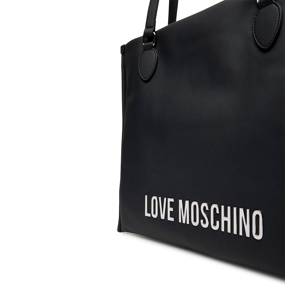 Shopping Bag Verticale LOVE MOSCHINO linea Bold Bag colore Nero e Nikel