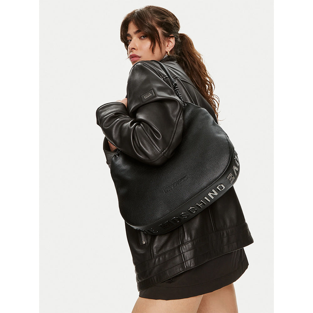 Shopping Bag LOVE MOSCHINO linea Giant Logo colore Nero con Logo Canna di Fucile