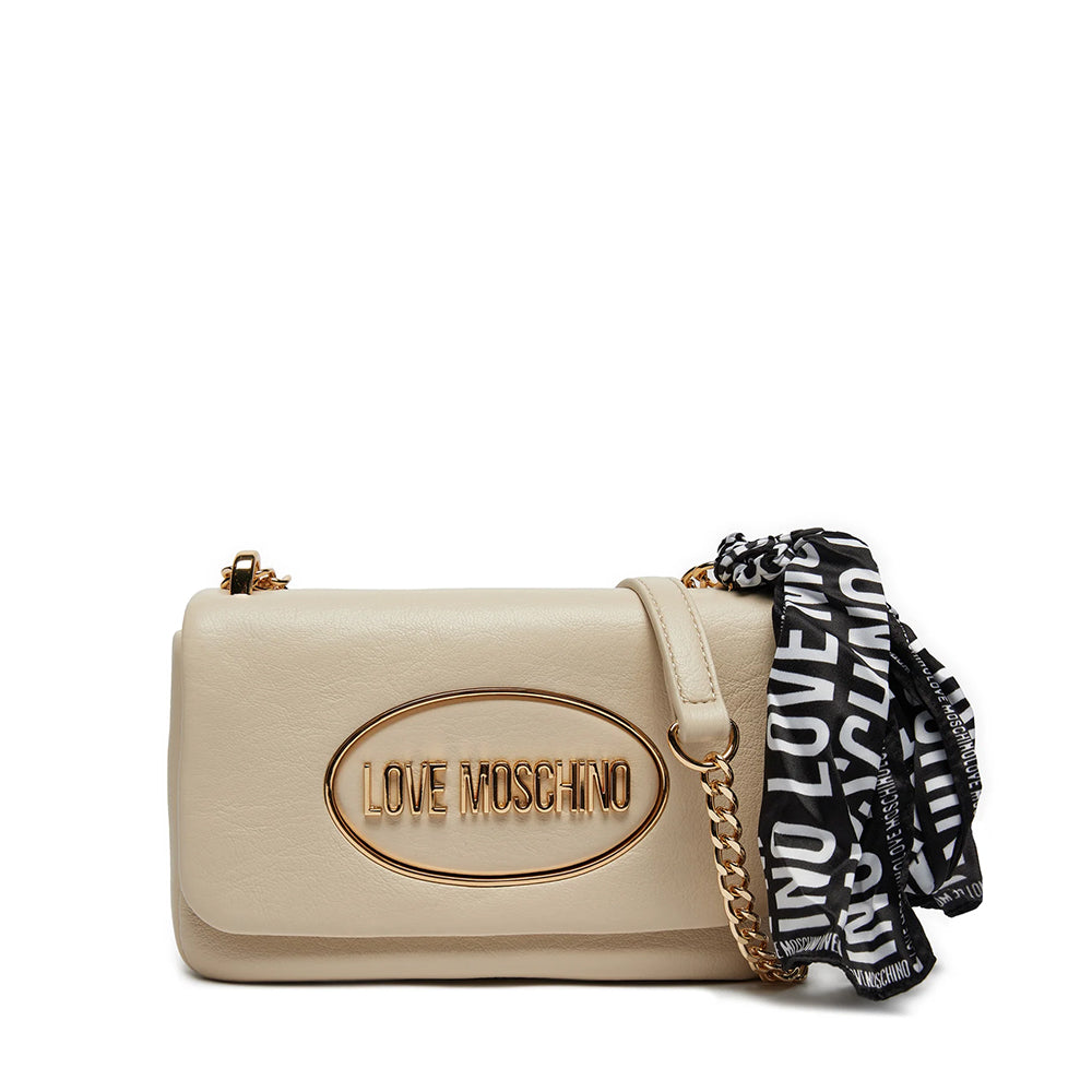 Borsa Donna a Spalla e Tracolla LOVE MOSCHINO Avorio con Foulard