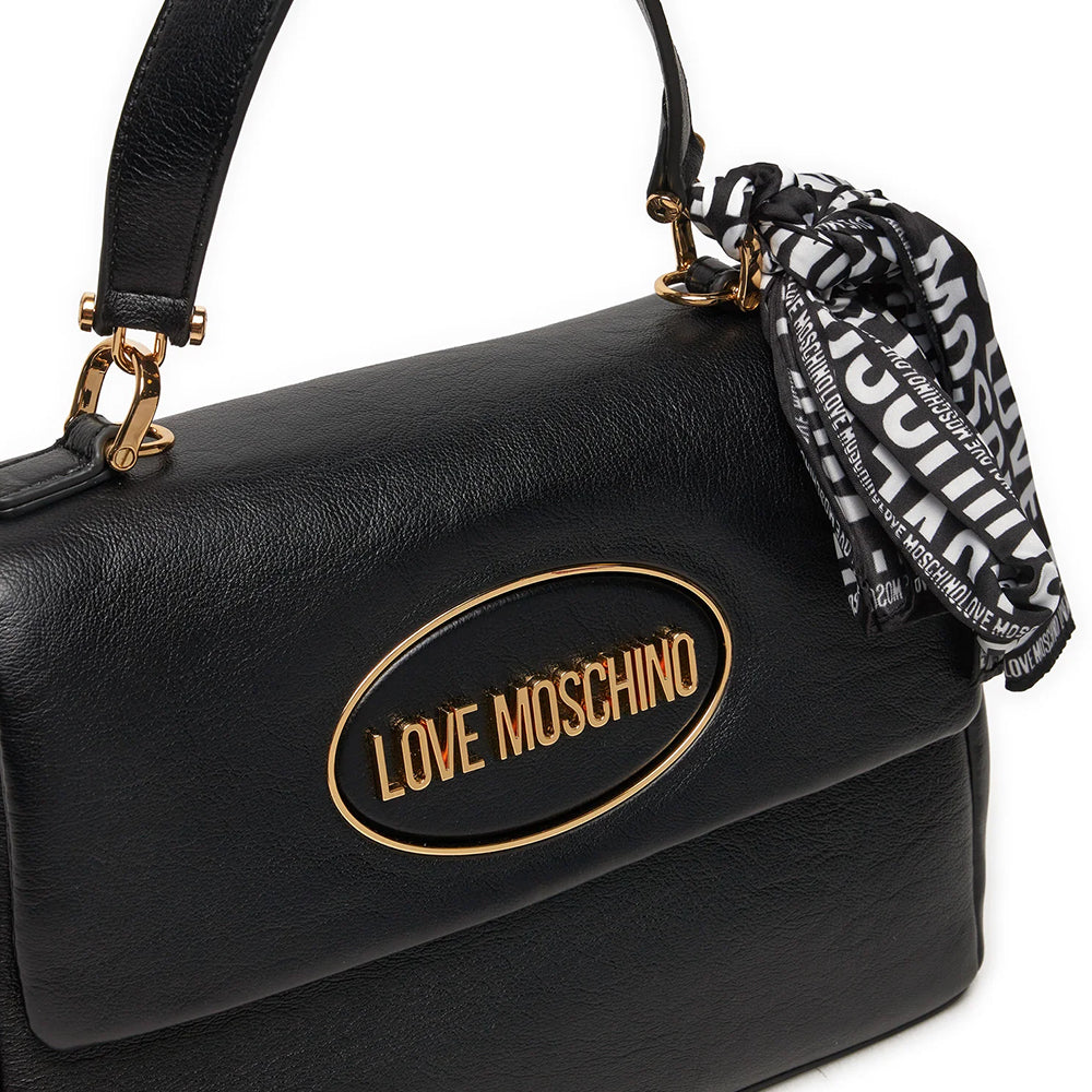 Borsa Donna a Mano LOVE MOSCHINO Nera con Foulard Logato