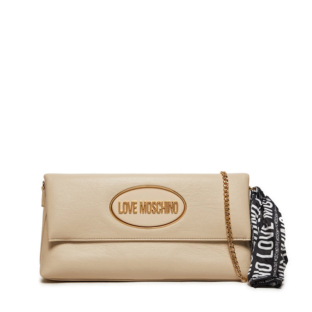Borsa Donna a Spalla LOVE MOSCHINO Avorio con Foulard Logato