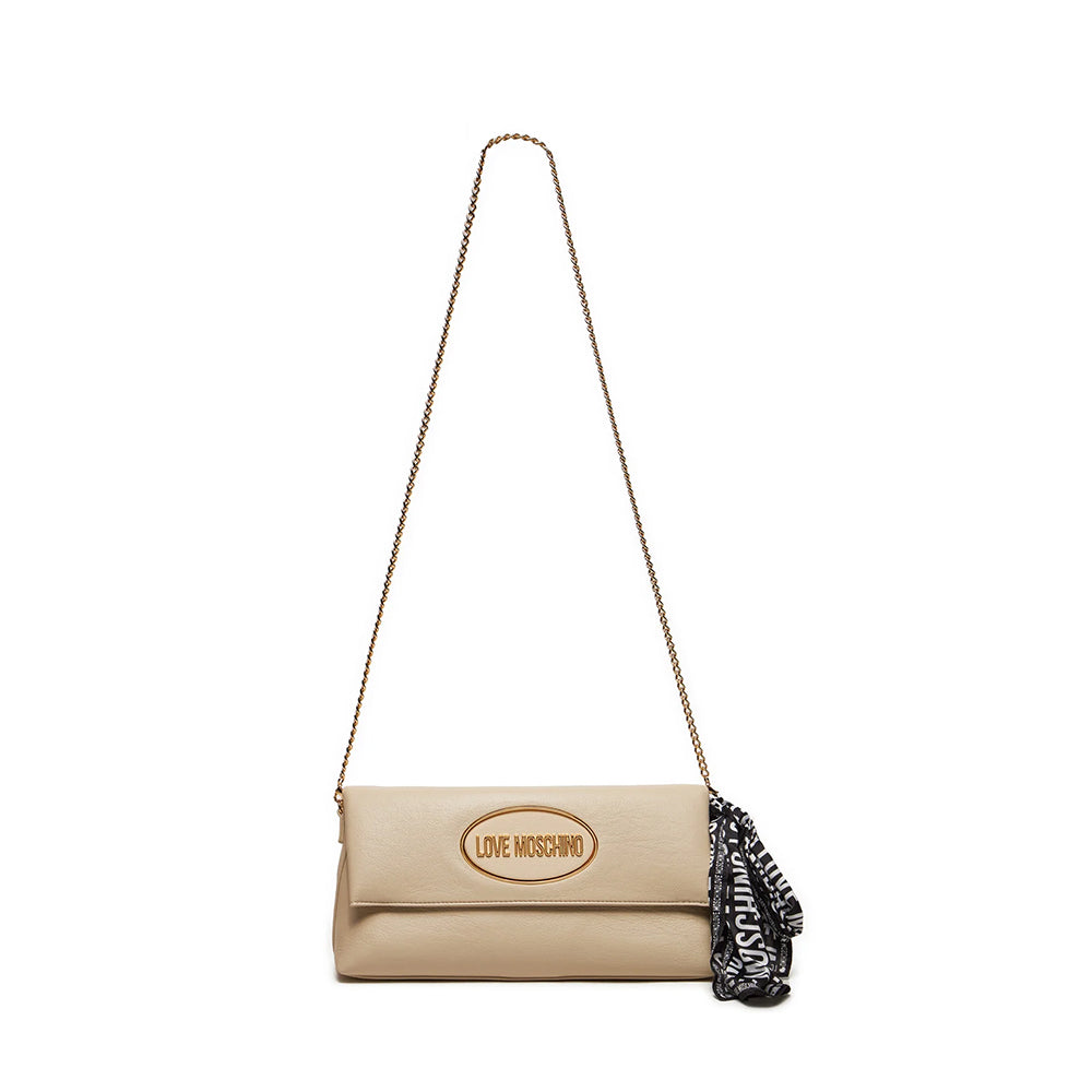 Borsa Donna a Spalla LOVE MOSCHINO Avorio con Foulard Logato